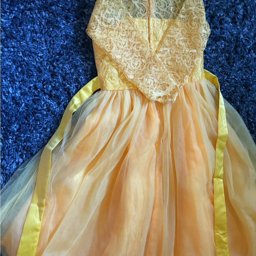 Elegant Yellow Lace Kids Dress